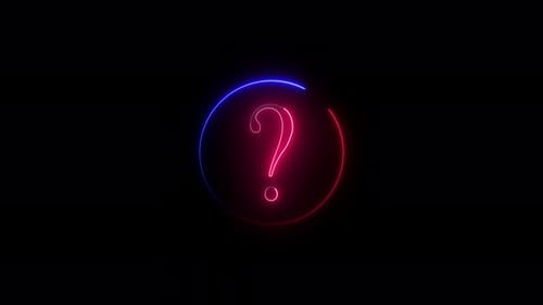 Animated Neon Question Mark with Glowing Circular Outline