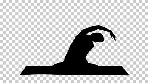 Silhouette of Woman Stretching on Yoga Mat