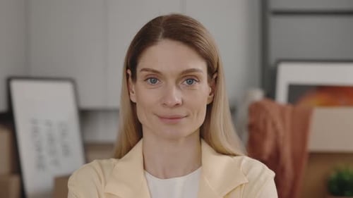 Serious Woman Close-Up Indoor Portrait