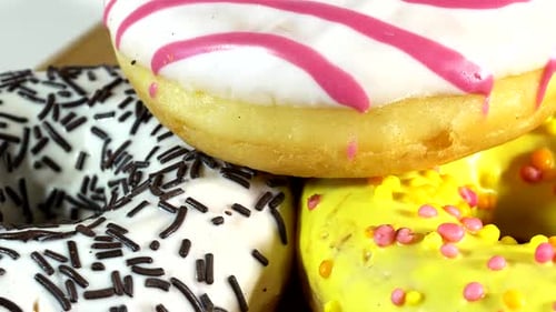 Colorful Donuts in a Delectable Close Up Shot