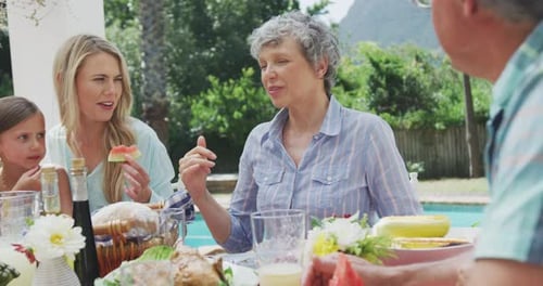 Family Meal Outside on a Sunny Day
