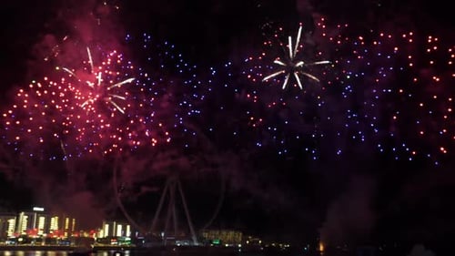 Fireworks Exploding in the Night Sky During Festival