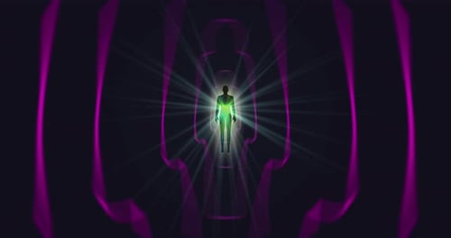 A Looped 3D Animation of the Enlightenment of the Multicolored Energy of the Human Aura Fields