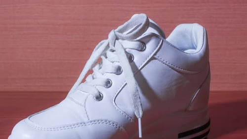 White Fashion Sneaker Close Up