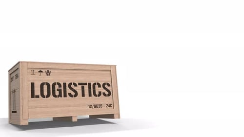Holzkiste mit gedruckter LOGISTIK