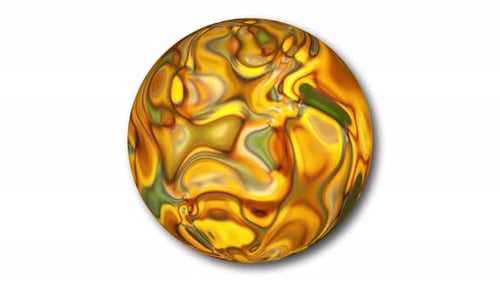 Golden color sphere spinning on white background. A 56