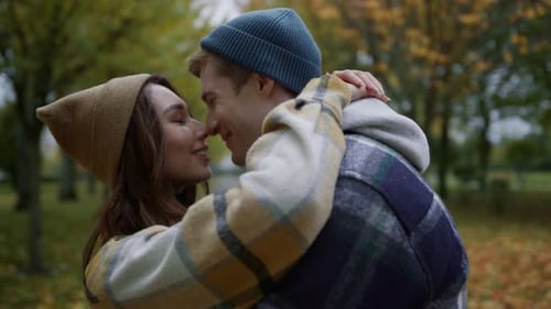 Romantic Young Couple in Love Having Fun Outdoors