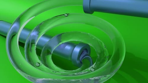 Transparent Spiral Tube with Flowing Liquid Animation