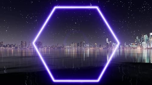 Blue Neon Hexagon Light Banner