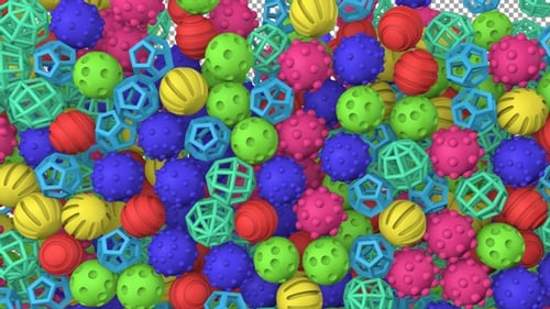 Colorful 3D Geometric Spheres Falling Transition