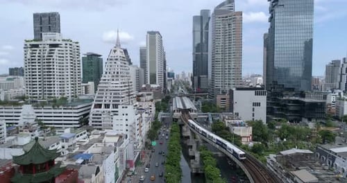 Aerial view of the BTS Chong Nonsi Station in Bangkok Thailand.