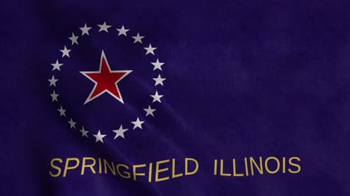 Waving Springfield Illinois City Flag Seamless Loop Animation