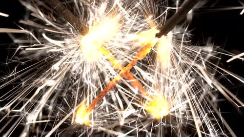 Sparkling Sparklers Bursting with Light on Black Background