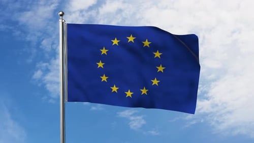 Realistic European Union Flag Waving Loop