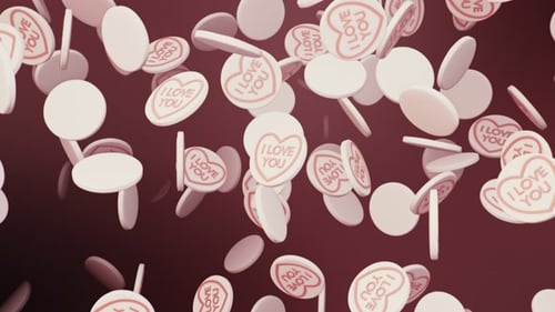Pluie infinie de bonbons « I Love You » sur fond sombre