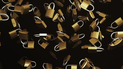 Endless Rain of Padlocks on a Dark Background