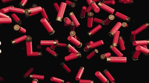 Endless Rain of Shotgun Shells on a Dark Background