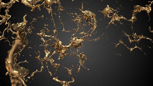 Dynamic Gold Liquid Fluid Splash Abstract Motion Graphic