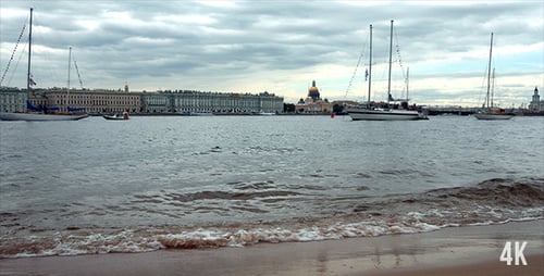 Scenic View of St. Petersburg with Boats on Water
