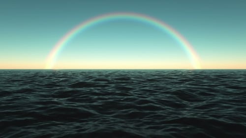 Computer Generated Sea Surface with a Rainbow