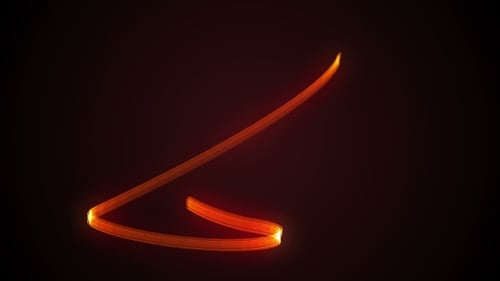 Ein orangefarbener Lichtstreifen peitscht um einen schwarzen Hintergrund