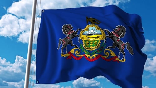 Realistic Waving Pennsylvania State Flag