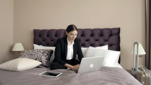 Happy Business Woman with Computer