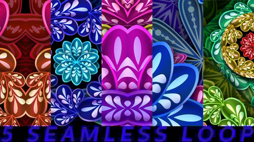 Colorful Abstract Floral Mandala Kaleidoscope Loop