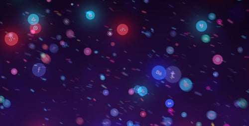 Glowing Neon Social Media Icons Digital Background