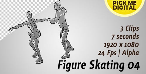 Animated Sketch Ice Skaters Figure Skating Collection