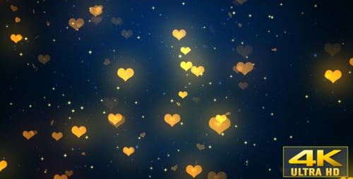 Glowing Hearts and Stars Romantic Celebration Background Loop