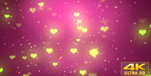 Glowing Pink Background with Floating Heart and Star Particles
