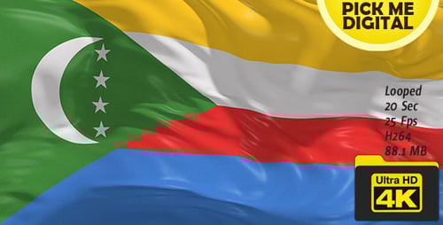 Waving Comoros National Flag Loop Animation