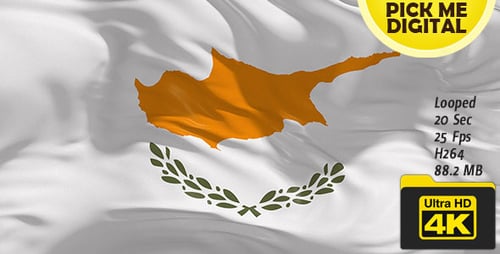 Cyprus Flag Waving Realistic Loop Animation