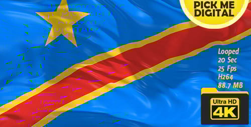 Dynamic Waving Flag of Democratic Republic of Congo