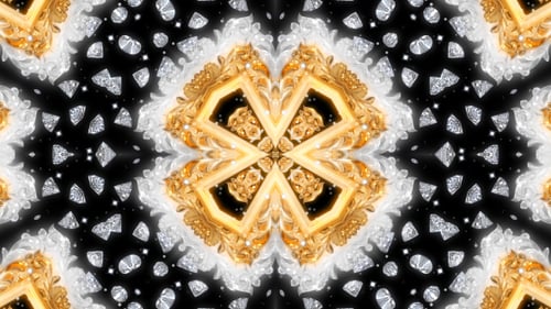 Golden Ornate Frames and Diamond Kaleidoscope Loop Background