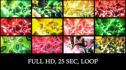 Vibrant 3D Animated Fruit Collection Seamless Loop