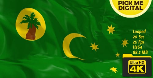 Cocos (Keeling) Islands Flag Waving Looping Animation