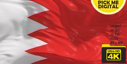 Waving Bahrain Flag Realistic Looping Animation