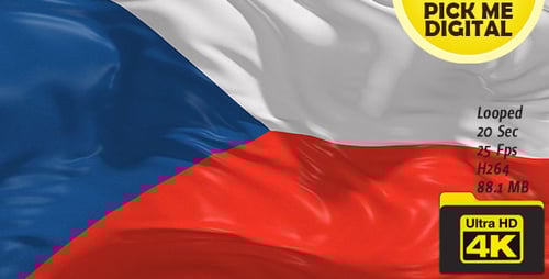 Realistic Waving Czech Republic Flag Animation