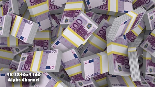 Falling 500 Euro Banknotes Modern Animation