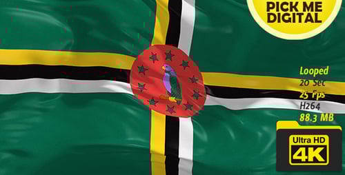 Realistic Waving Dominica Flag 4K Loop Animation