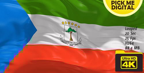 Realistic Waving Flag of Equatorial Guinea Seamless Loop
