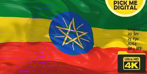 Ethiopian Flag Waving Seamless Loop Animation