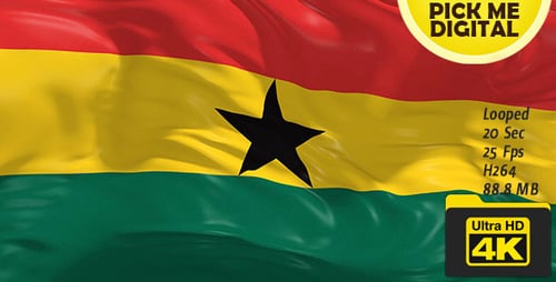 Realistic Waving Ghana National Flag Animation