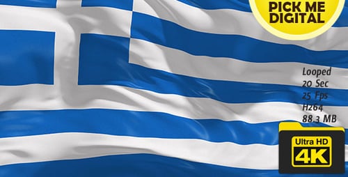 Realistic Waving Flag of Greece Seamless Loop Motion Graphic