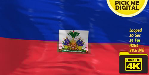 Haiti National Flag Waving Loop Animation
