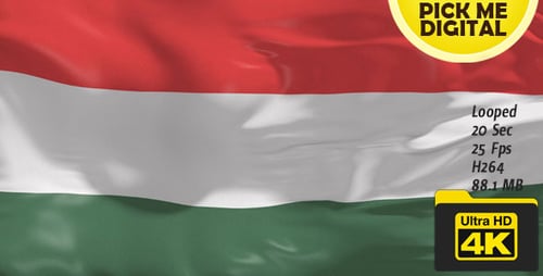 Realistic Waving Hungarian Flag Seamless Loop Animation