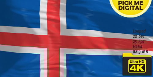 Waving Iceland Flag Loop Animation