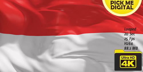 Dynamic Waving Indonesia Flag Animation with Realistic Fabric Texture